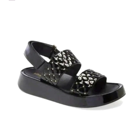 Jeffrey Campbell Shoes - Jeffrey Campbell Ardeman Sandal in Black Patent and Gold Studs